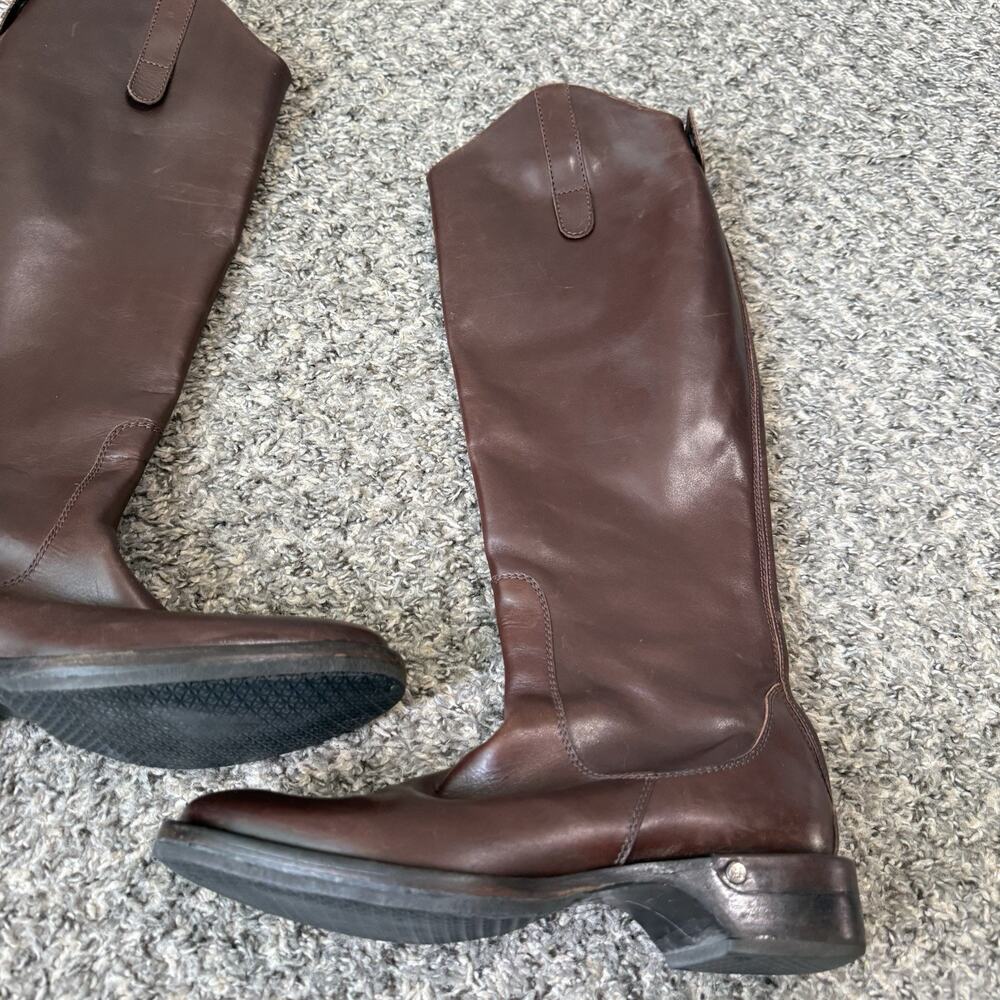 Giorgio Armani Leather Knee High Riding Boots Equestrian Brown 37.5 US 7.5 - Picture 3 of 9